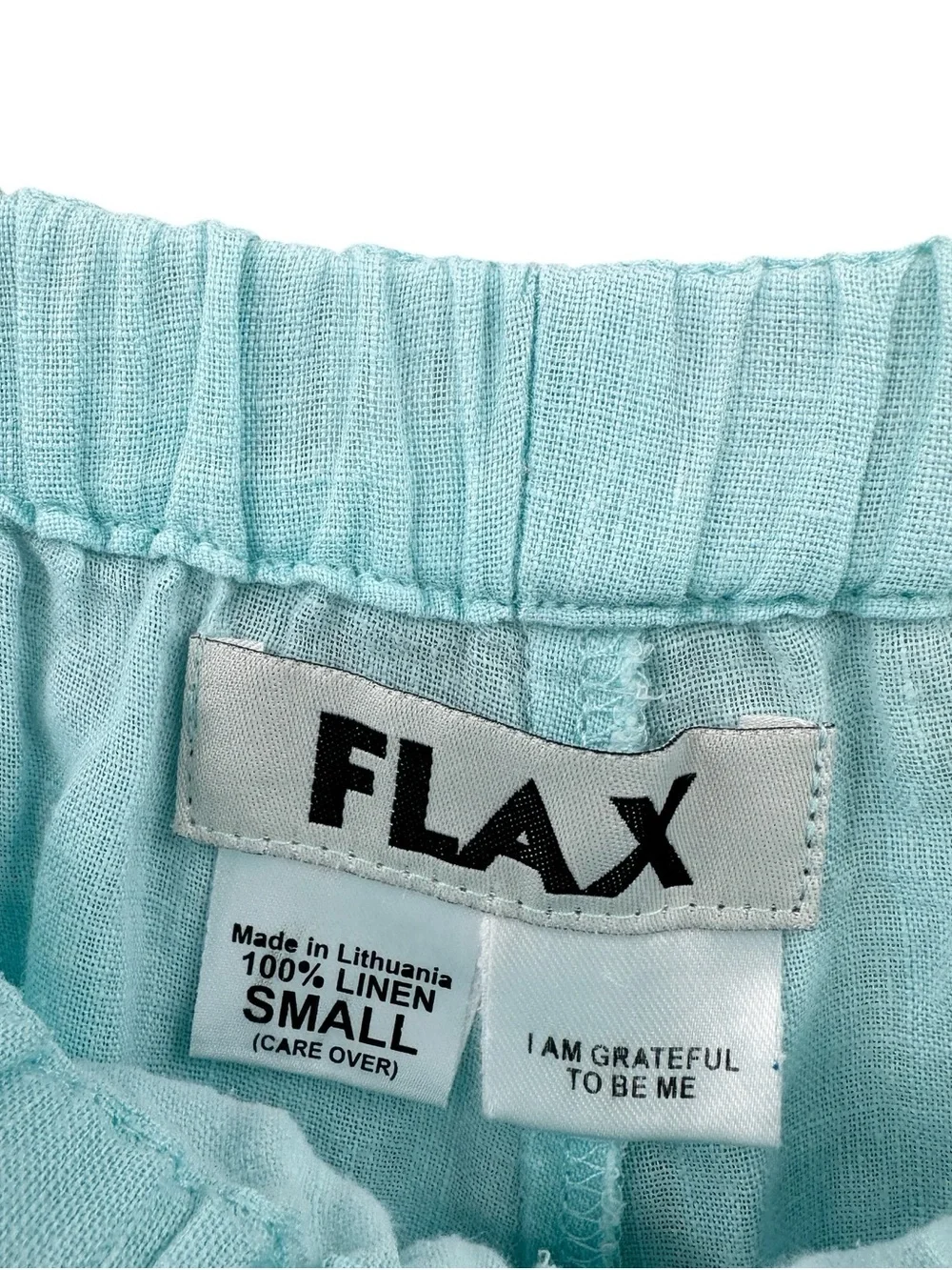 FLAX Linen Cropped Pants Wide Leg Lagenlook Blue